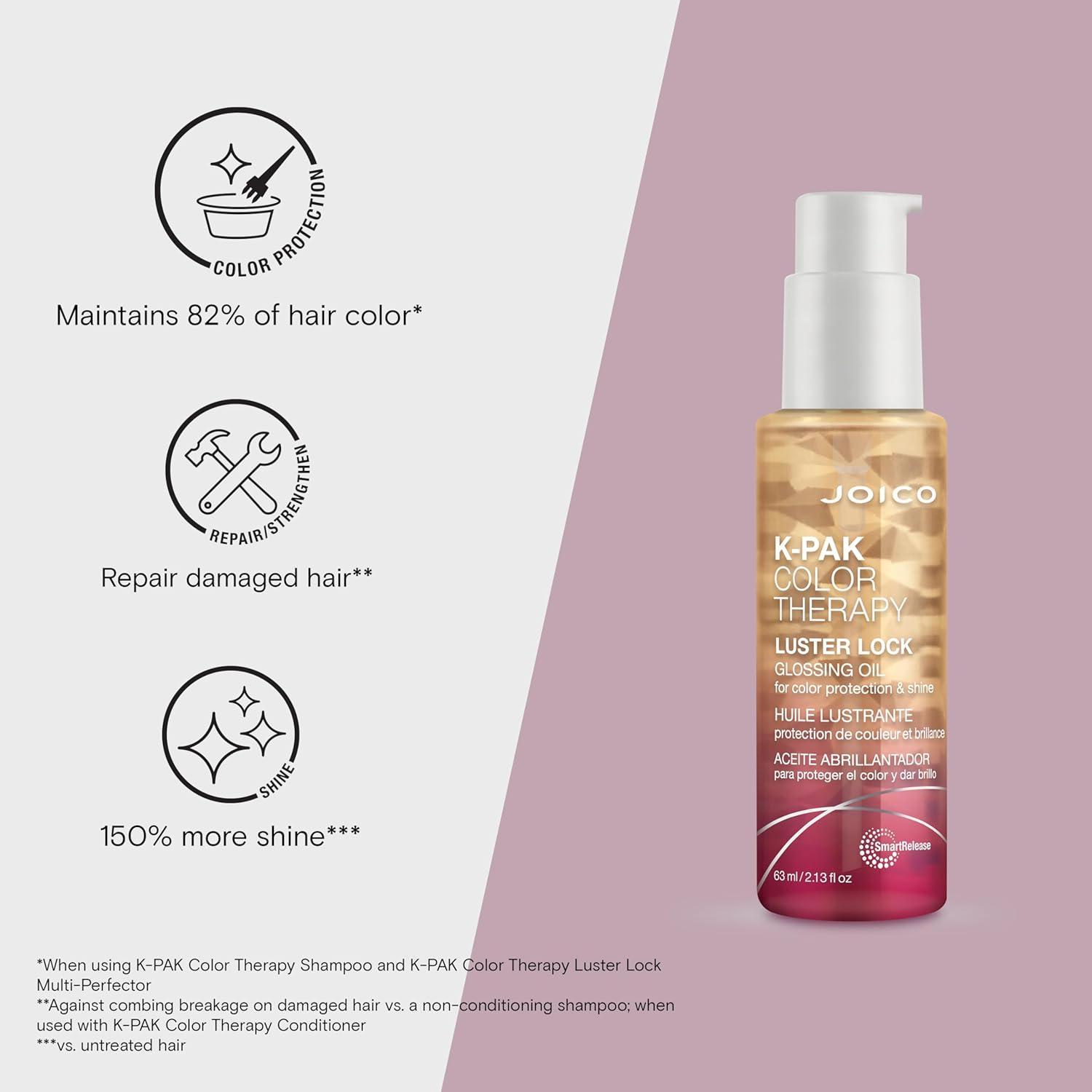 imageJoico KPAK Color Therapy Luster Lock Glossing Oil  For ColorTreated Hair  For ColorProtection ampamp Shine  Tame Frizz  With Keratin ampamp Argan Oil213 Fl Oz Pack of 1