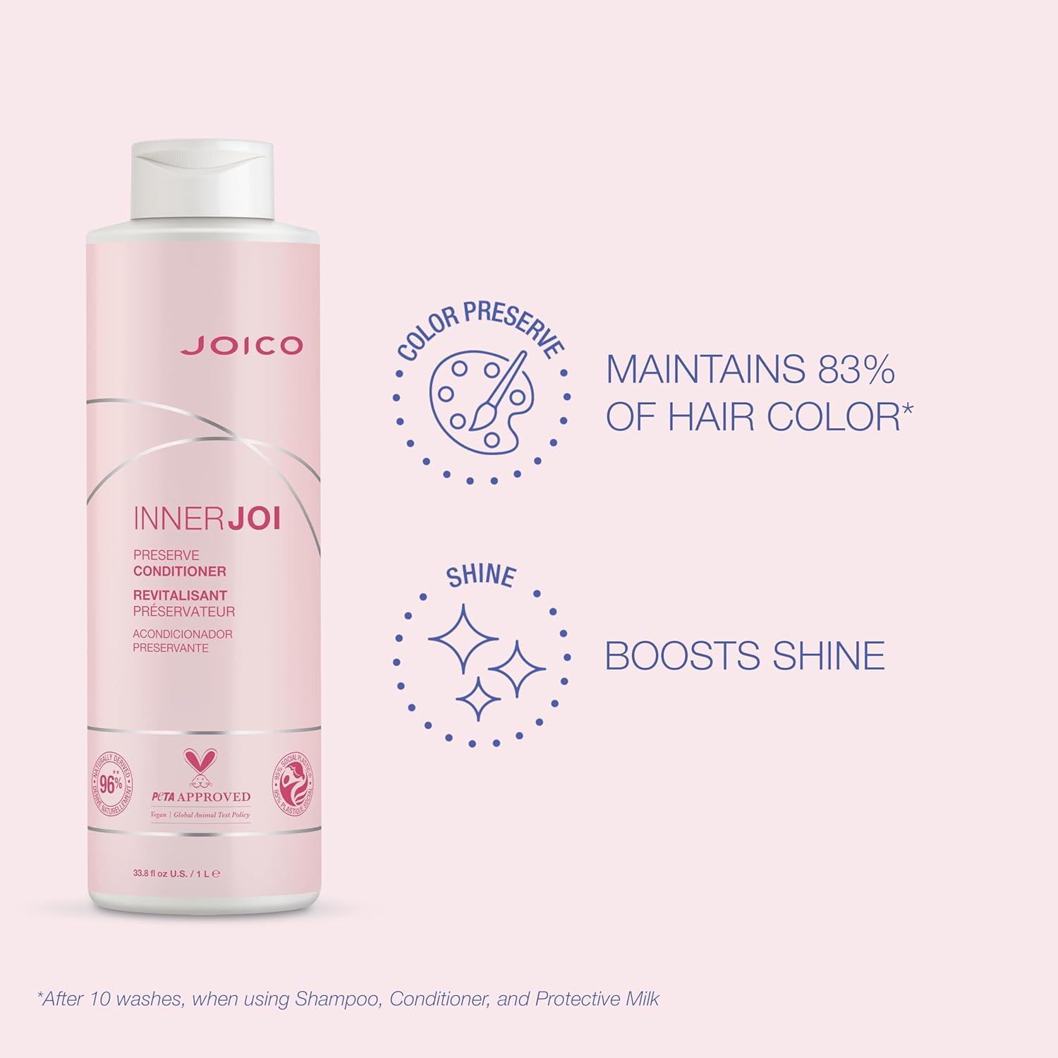 imageJoico InnerJoi Preserve Conditioner  For ColorProtection ampamp Shine  For ColorTreated Hair  Sulfate ampamp Paraben Free  NaturallyDerived Vegan Formula338 Fl Oz  With Pump
