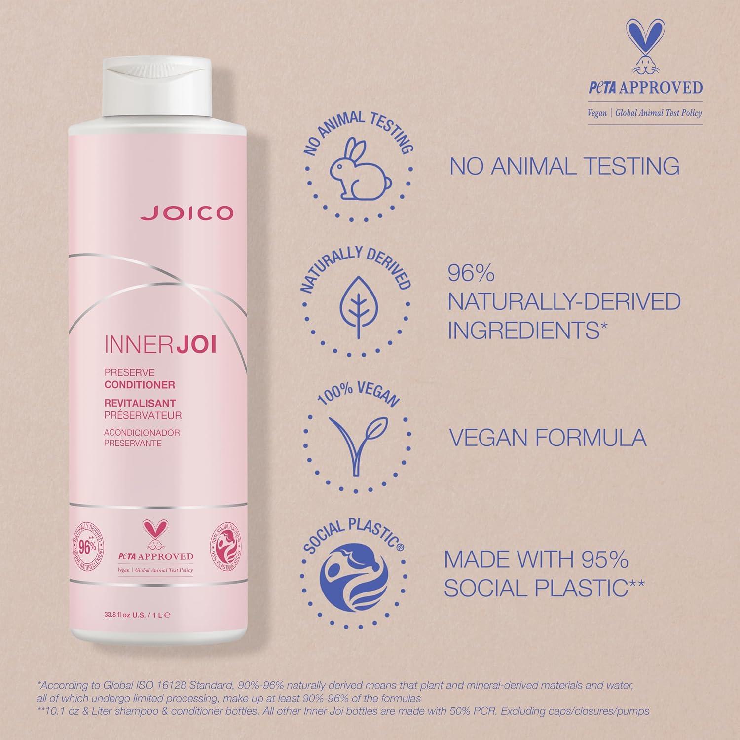 imageJoico InnerJoi Preserve Conditioner  For ColorProtection ampamp Shine  For ColorTreated Hair  Sulfate ampamp Paraben Free  NaturallyDerived Vegan Formula338 Fl Oz  With Pump