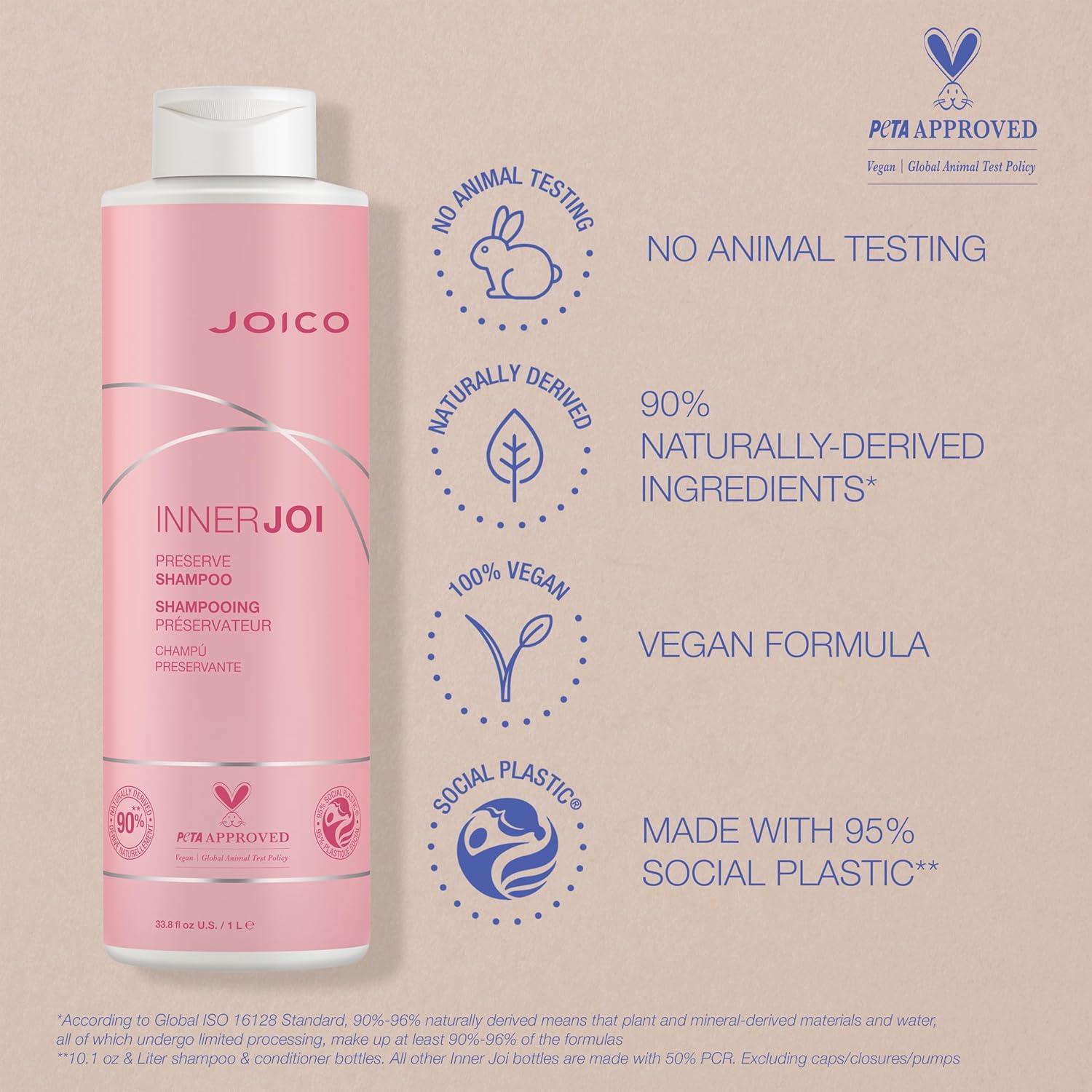 imageJoico InnerJoi Preserve Shampoo  For ColorProtection ampamp Shine  For ColorTreated Hair  Sulfate ampamp Paraben Free  NaturallyDerived Vegan Formula338 Fl Oz  With Pump