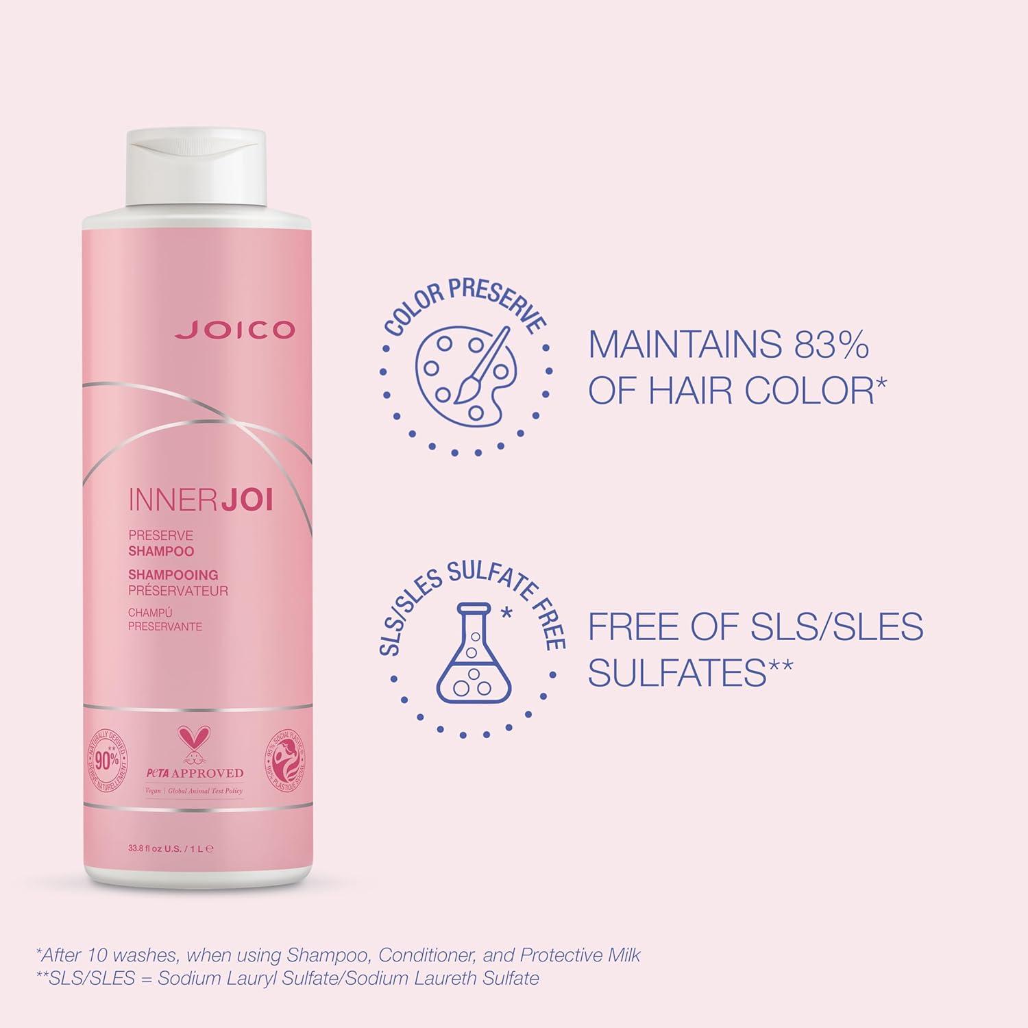 imageJoico InnerJoi Preserve Shampoo  For ColorProtection ampamp Shine  For ColorTreated Hair  Sulfate ampamp Paraben Free  NaturallyDerived Vegan Formula338 Fl Oz  With Pump
